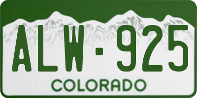 CO license plate ALW925
