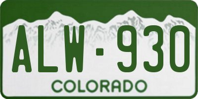 CO license plate ALW930