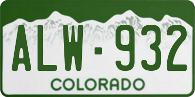 CO license plate ALW932