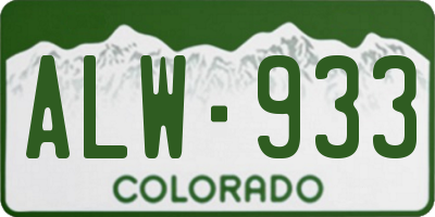 CO license plate ALW933