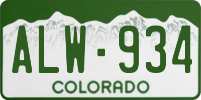 CO license plate ALW934