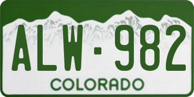 CO license plate ALW982