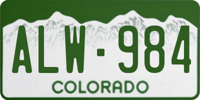 CO license plate ALW984
