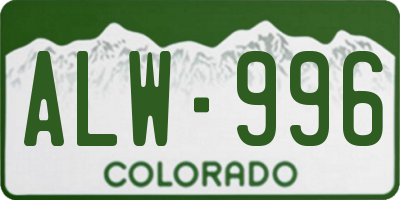 CO license plate ALW996