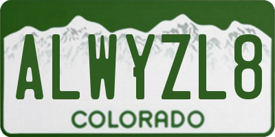 CO license plate ALWYZL8