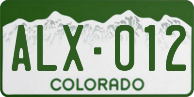 CO license plate ALX012