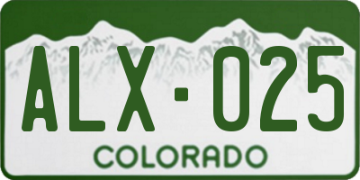 CO license plate ALX025
