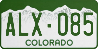 CO license plate ALX085