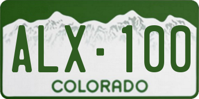 CO license plate ALX100