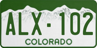 CO license plate ALX102