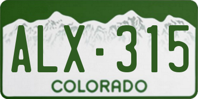 CO license plate ALX315