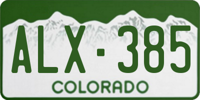 CO license plate ALX385