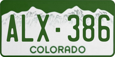 CO license plate ALX386