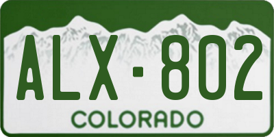 CO license plate ALX802