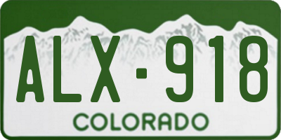 CO license plate ALX918