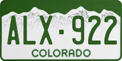 CO license plate ALX922