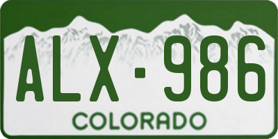 CO license plate ALX986