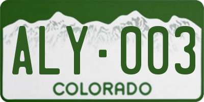 CO license plate ALY003
