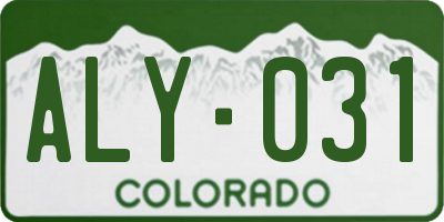 CO license plate ALY031
