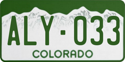 CO license plate ALY033