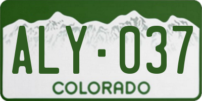 CO license plate ALY037