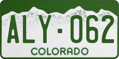CO license plate ALY062