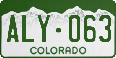 CO license plate ALY063