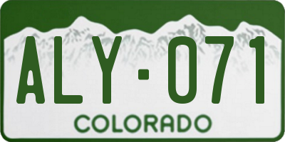 CO license plate ALY071