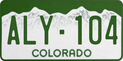CO license plate ALY104