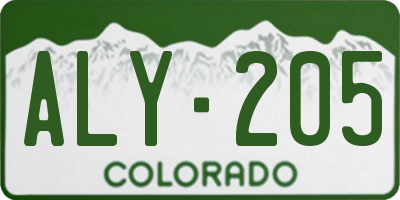 CO license plate ALY205