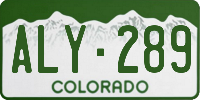 CO license plate ALY289