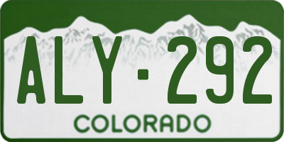 CO license plate ALY292