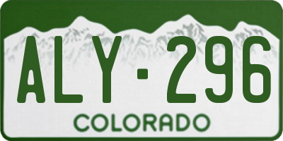 CO license plate ALY296