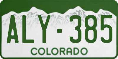 CO license plate ALY385