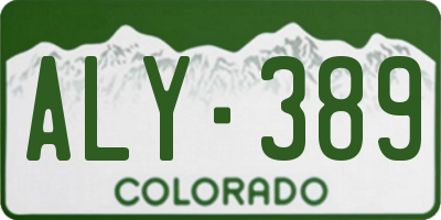 CO license plate ALY389
