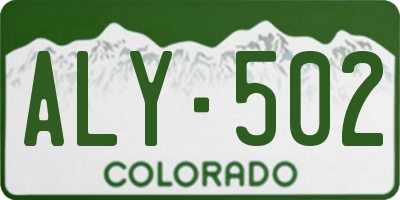 CO license plate ALY502