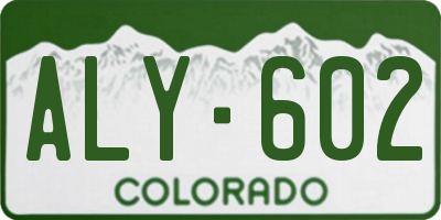 CO license plate ALY602