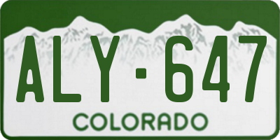 CO license plate ALY647