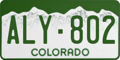 CO license plate ALY802