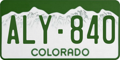CO license plate ALY840