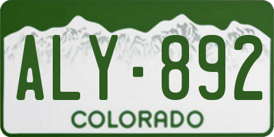 CO license plate ALY892