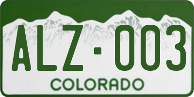 CO license plate ALZ003