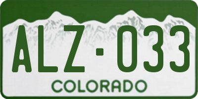 CO license plate ALZ033