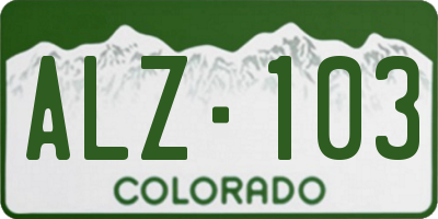 CO license plate ALZ103