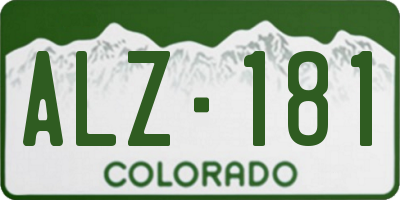 CO license plate ALZ181