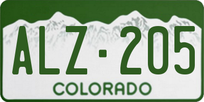 CO license plate ALZ205