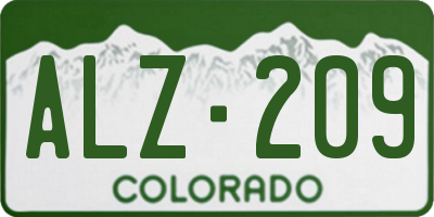 CO license plate ALZ209