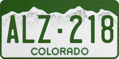 CO license plate ALZ218