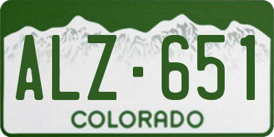 CO license plate ALZ651