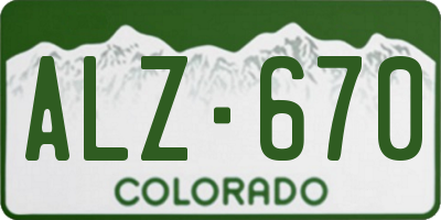 CO license plate ALZ670